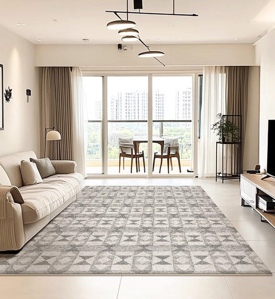 Modern Floor Rugs for Bedroom, Extra Large Geometric Modern Rugs for Office, Large Gray Floor Rugs for Living Room, Dining Room Floor Rug-Paintingforhome