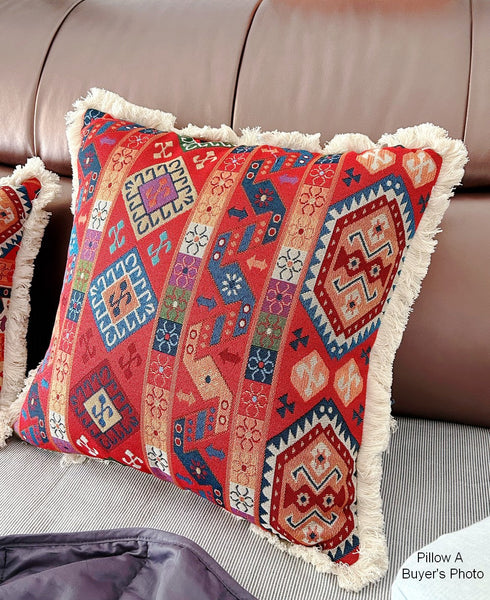 Bedroom Bohemian Decorative Sofa Pillows, Oriental Throw Pillow for Couch, Geometric Decorative Throw Pillows for Living Room-Paintingforhome