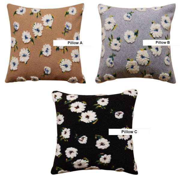 Square Modern Throw Pillows for Couch, Contemporary Modern Sofa Pillows, Flower Decorative Pillow Covers, Decorative Pillows for Bedroom-Paintingforhome