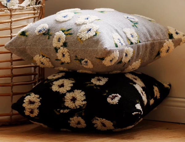 Square Modern Throw Pillows for Couch, Contemporary Modern Sofa Pillows, Flower Decorative Pillow Covers, Decorative Pillows for Bedroom-Paintingforhome