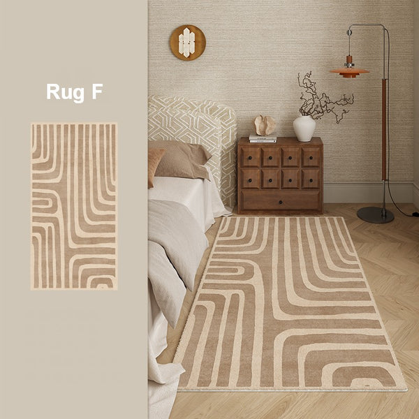 Unique Geometric Modern Rugs under Dining Room Table, Brown Modern Carpets for Office, Abstract Modern Rugs for Living Room, Contemporary Modern Rugs Next to Bed-Paintingforhome