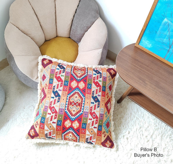 Oriental Throw Pillow for Couch, Bohemian Decorative Sofa Pillows for Bedroom, Geometric Decorative Throw Pillows for Living Room-Paintingforhome