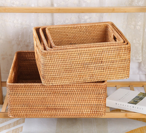 Large Storage Basket for Living Room, Kitchen Storage Baskets, Woven Storage Basket for Shelves, Rattan Storage Baskets for Toys-Paintingforhome