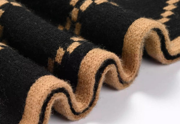 Elegant Wool Scarves, Black Brown Warm Winter Scarf, Winter Wool Scarf, Soft Cashmere Scarf for Women, Cold Weather Scarf, Fashion Scarf, Christmas Gifts for Her, Holiday Scarf-Paintingforhome
