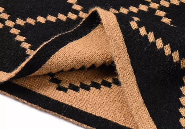 Elegant Wool Scarves, Black Brown Warm Winter Scarf, Winter Wool Scarf, Soft Cashmere Scarf for Women, Cold Weather Scarf, Fashion Scarf, Christmas Gifts for Her, Holiday Scarf-Paintingforhome