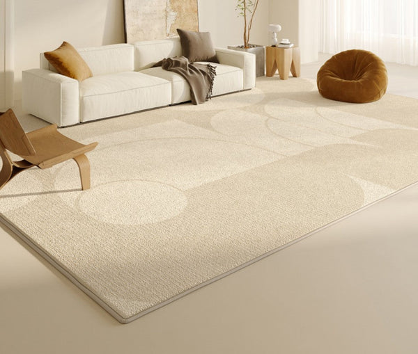 Modern Cream Color Rugs for Living Room, Modern Rugs under Sofa, Abstract Contemporary Rugs for Bedroom, Dining Room Floor Rugs, Modern Rugs for Office-Paintingforhome
