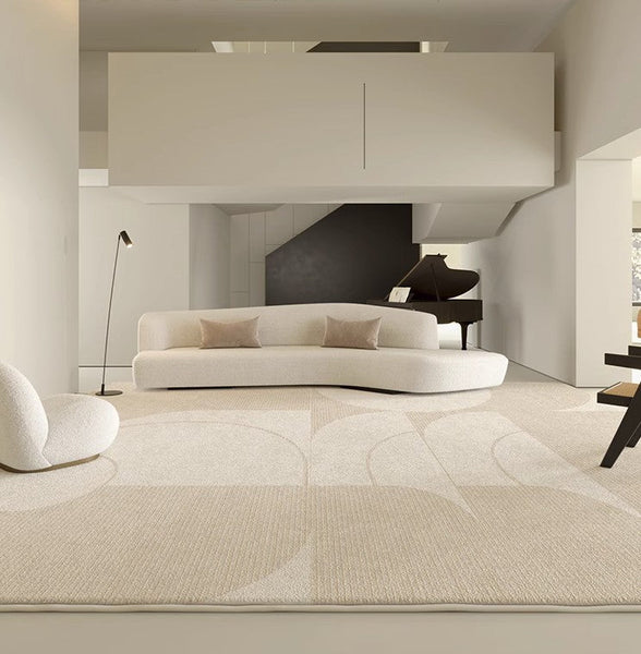 Modern Cream Color Rugs for Living Room, Modern Rugs under Sofa, Abstract Contemporary Rugs for Bedroom, Dining Room Floor Rugs, Modern Rugs for Office-Paintingforhome