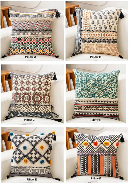 Geometric Modern Pillows, Oriental Square Pillows for Couch, Decorative Throw Pillows for Living Room, Bohemian Decorative Sofa Pillows-Paintingforhome