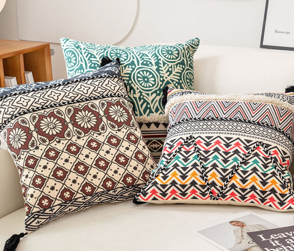 Decorative Throw Pillows for Living Room, Bohemian Decorative Sofa Pillows, Geometric Modern Pillows, Oriental Square Pillows for Couch-Paintingforhome