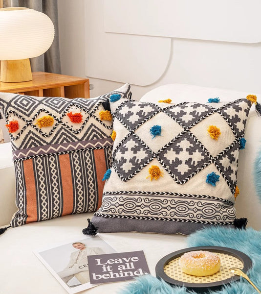 Geometric Modern Pillows, Decorative Throw Pillows for Living Room, Bohemian Decorative Sofa Pillows, Oriental Square Pillows for Couch-Paintingforhome