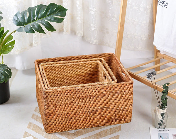 Large Storage Basket for Living Room, Kitchen Storage Baskets, Woven Storage Basket for Shelves, Rattan Storage Baskets for Toys-Paintingforhome