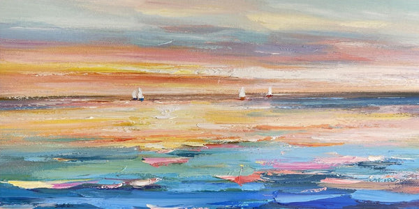 Acrylic Painting on Canvas, Modern Acrylic Canvas Painting, Oversized Canvas Painting for Sale, Simple Painting Ideas for Dining Room, Sail Boat Paintings-Paintingforhome