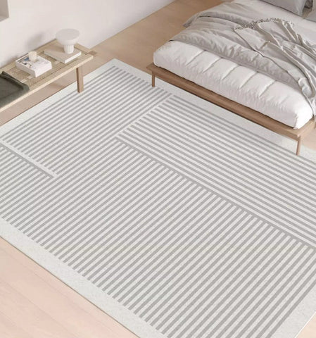 Geometric Contemporary Rugs for Dining Room, Bedroom Floor Rugs, Soft Modern Rug for Living Room, Gray Modern Rugs for Living Room-Paintingforhome