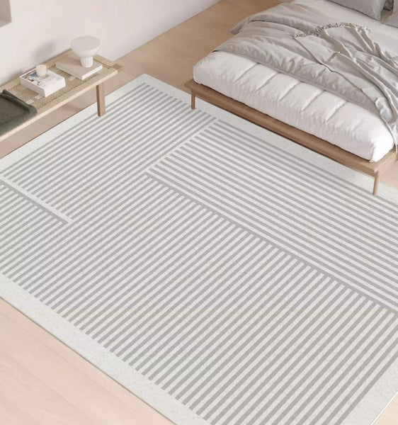 Geometric Contemporary Rugs for Dining Room, Bedroom Floor Rugs, Soft Modern Rug for Living Room, Gray Modern Rugs for Living Room-Paintingforhome
