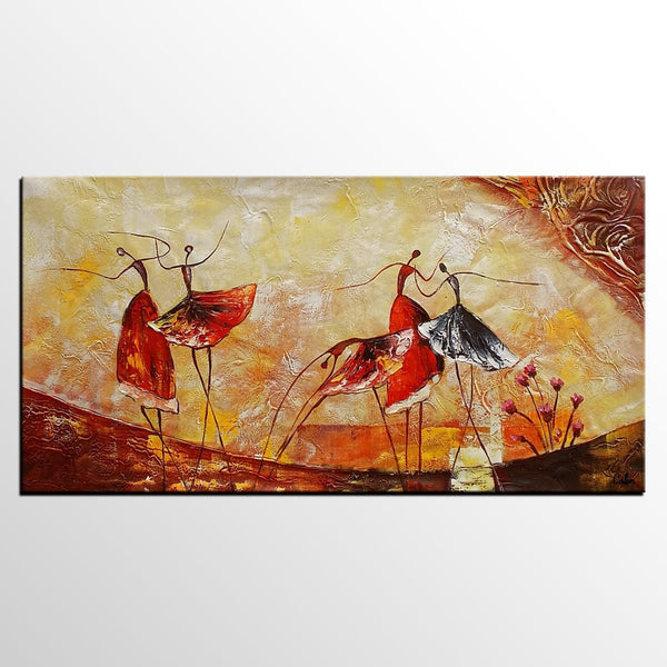 Simple Canvas Painting, Dining Room Wall Art Paintings, Buy Art Online, Abstract Acrylic Painting, Ballet Dancer Painting-LargePaintingArt.com