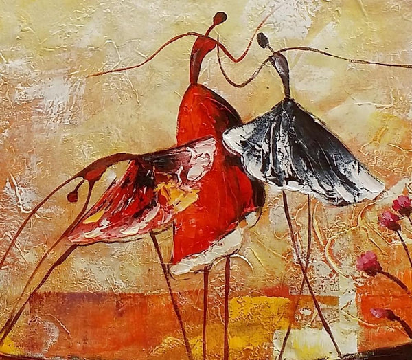 Simple Canvas Painting, Dining Room Wall Art Paintings, Buy Art Online, Abstract Acrylic Painting, Ballet Dancer Painting-LargePaintingArt.com