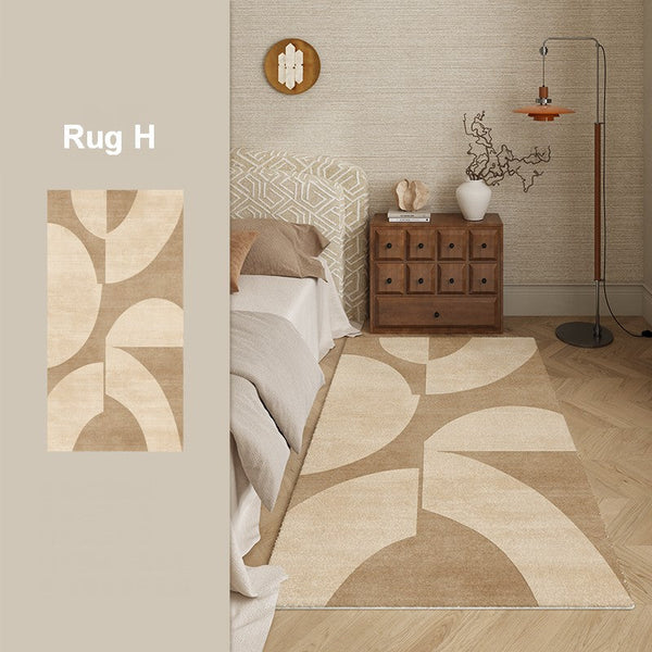 Unique Geometric Modern Rugs under Dining Room Table, Brown Modern Carpets for Office, Abstract Modern Rugs for Living Room, Contemporary Modern Rugs Next to Bed-Paintingforhome