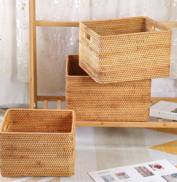 Large Storage Basket for Living Room, Kitchen Storage Baskets, Woven Storage Basket for Shelves, Rattan Storage Baskets for Toys-Paintingforhome