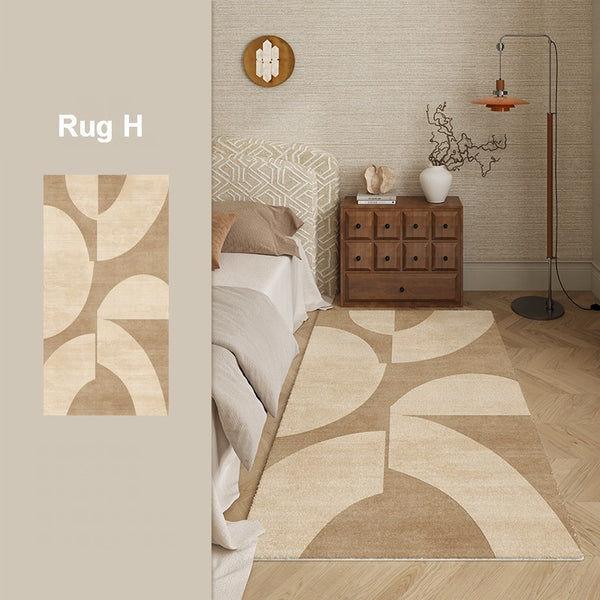 Unique Geometric Modern Rugs under Dining Room Table, Brown Modern Carpets for Office, Abstract Modern Rugs for Living Room, Contemporary Modern Rugs Next to Bed-Paintingforhome