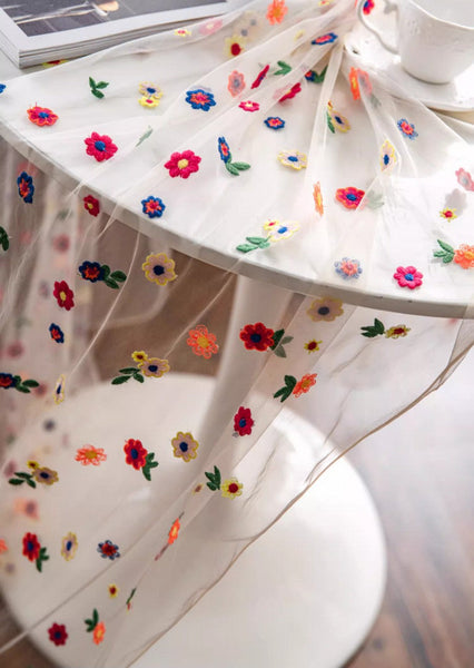 Extra Large Rectangular Tablecloth for Oval Table, Spring Flower Lace Tablecloths, Lace Embroidered Table Covers, Rectangular Table Covers for Coffee Table-Paintingforhome