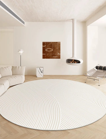 Soft Modern Rugs for Dining Room, Abstract Contemporary Round Rugs for Dining Room, Geometric Modern Rug Ideas for Living Room, Circular Modern Rugs for Bathroom-Paintingforhome