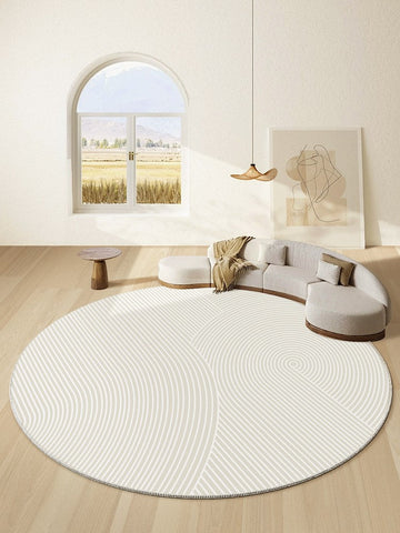 Abstract Contemporary Round Rugs for Dining Room, Soft Modern Rugs for Dining Room, Geometric Modern Rug Ideas for Living Room, Circular Modern Rugs for Bathroom-Paintingforhome