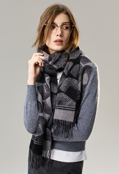 Soft Cashmere Scarf for Women, Cold Weather Scarf, Fashion Designer Scarf, Elegant Scarf, Holiday Women Scarf, Modern Wool Scarf, Warm Winter Scarf-Paintingforhome