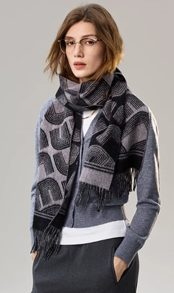 Soft Cashmere Scarf for Women, Cold Weather Scarf, Fashion Designer Scarf, Elegant Scarf, Holiday Women Scarf, Modern Wool Scarf, Warm Winter Scarf-Paintingforhome