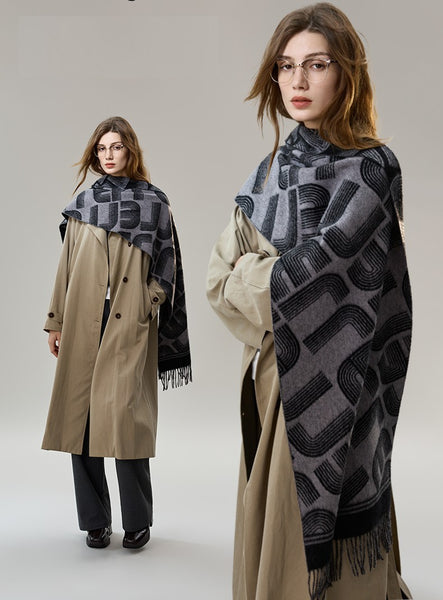 Soft Cashmere Scarf for Women, Cold Weather Scarf, Fashion Designer Scarf, Elegant Scarf, Holiday Women Scarf, Modern Wool Scarf, Warm Winter Scarf-Paintingforhome