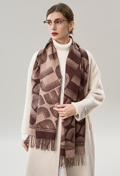Cold Weather Scarf, Fashion Designer Scarf, Elegant Scarf, Holiday Women Scarf, Modern Wool Scarf, Warm Winter Scarf, Soft Cashmere Scarf for Women-Paintingforhome