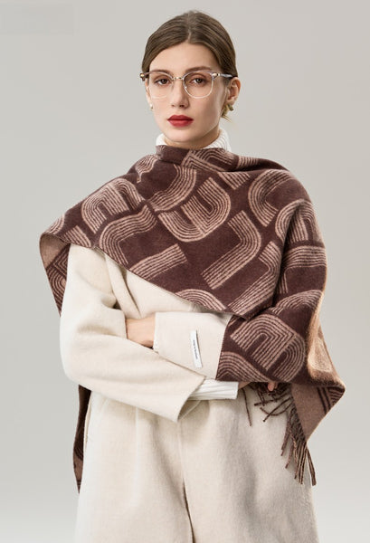 Cold Weather Scarf, Fashion Designer Scarf, Elegant Scarf, Holiday Women Scarf, Modern Wool Scarf, Warm Winter Scarf, Soft Cashmere Scarf for Women-Paintingforhome