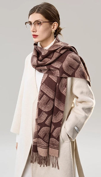 Cold Weather Scarf, Fashion Designer Scarf, Elegant Scarf, Holiday Women Scarf, Modern Wool Scarf, Warm Winter Scarf, Soft Cashmere Scarf for Women-Paintingforhome