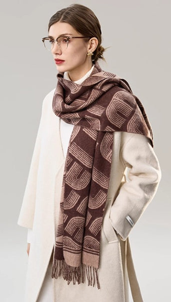 Cold Weather Scarf, Fashion Designer Scarf, Elegant Scarf, Holiday Women Scarf, Modern Wool Scarf, Warm Winter Scarf, Soft Cashmere Scarf for Women-Paintingforhome