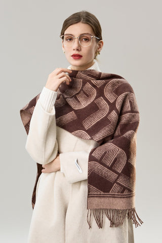 Cold Weather Scarf, Fashion Designer Scarf, Elegant Scarf, Holiday Women Scarf, Modern Wool Scarf, Warm Winter Scarf, Soft Cashmere Scarf for Women-Paintingforhome