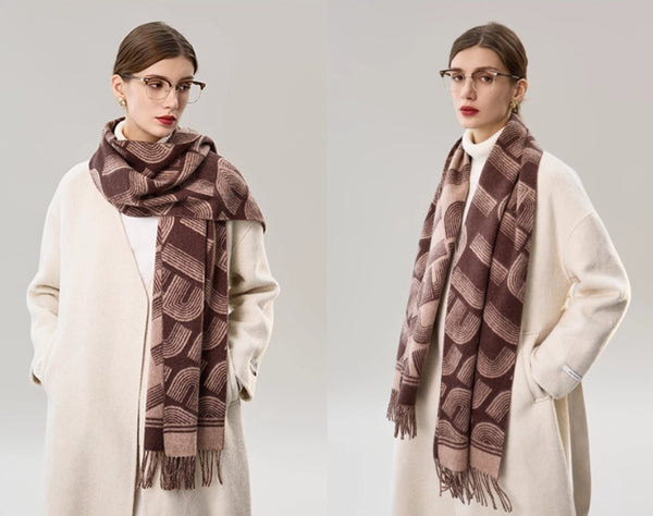 Cold Weather Scarf, Fashion Designer Scarf, Elegant Scarf, Holiday Women Scarf, Modern Wool Scarf, Warm Winter Scarf, Soft Cashmere Scarf for Women-Paintingforhome