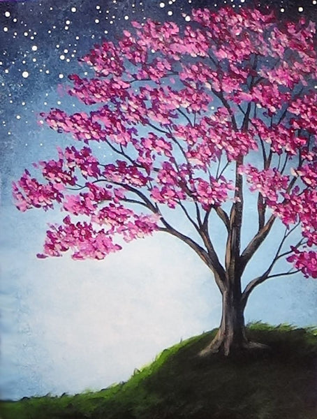 Simple Landscape Artwork, Simple Tree Painting, Easy Hand Paitned Canvas Art, Simple Acrylic Paintings, Easy Painting Ideas on Canvas-Paintingforhome