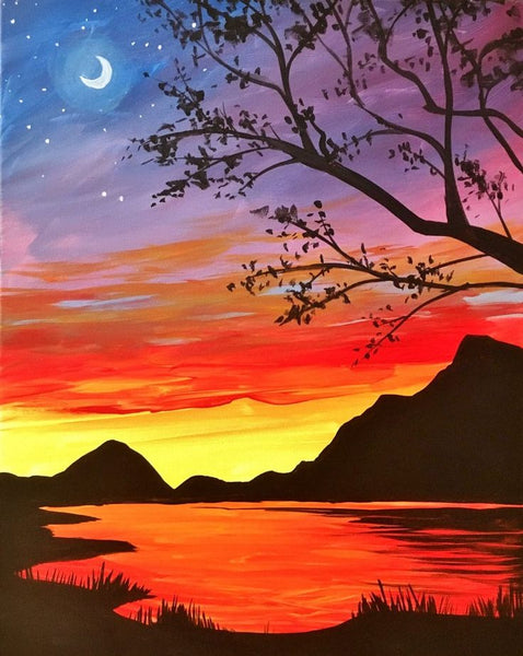 Small Mountain Lake Landscape Painting, Easy Painting Ideas on Canvas, Small Canvas Artwork, Simple Landscape Art on Canvas, Simple Acrylic Paintings-Paintingforhome
