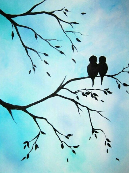 Simple Landscape Artwork, Easy Painting Ideas on Canvas, Small Singing Bird Painting, Easy Hand Paitned Canvas Art on Canvas, Simple Acrylic Paintings-Paintingforhome