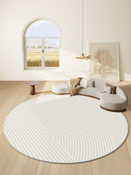 Abstract Modern Area Rugs for Bedroom, Geometric Round Rugs for Dining Room, Circular Modern Rugs under Chairs, Contemporary Modern Rug for Living Room-Paintingforhome