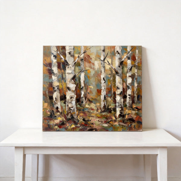 Original Landscape Paintings, Autumn Birch Tree Painting, Original Artwork for Sale, Hand Painted Canvas Art, Impasto Heavy Texture Art, Small Canvas Wall Art Paintings
