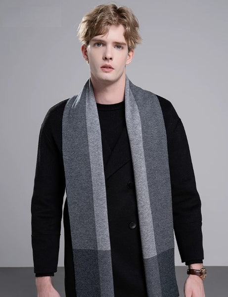 Business Wool Scarf for Gentleman, Men's Winter Scarf, Formal Men Scarf Styles, Thick Wool Scarf for Men, Modern Casual Scarf Men, Men's Wool Scarf Winter
