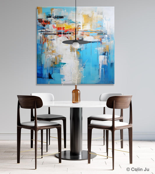 Blue Abstract Painting for Bedroom, Original Modern Wall Paintings, Contemporary Canvas Art, Modern Acrylic Artwork, Buy Paintings Online-Paintingforhome