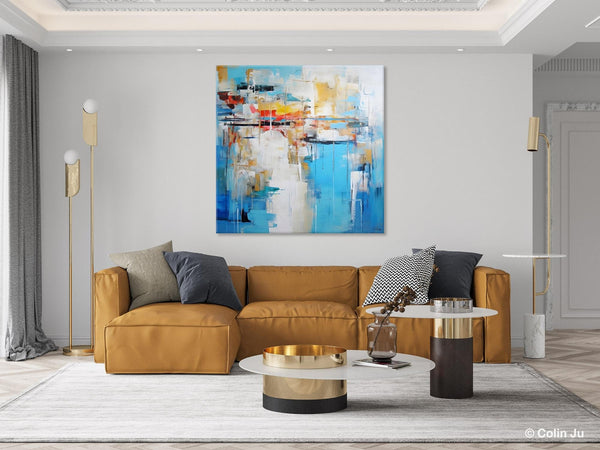 Blue Abstract Painting for Bedroom, Original Modern Wall Paintings, Contemporary Canvas Art, Modern Acrylic Artwork, Buy Paintings Online-Paintingforhome
