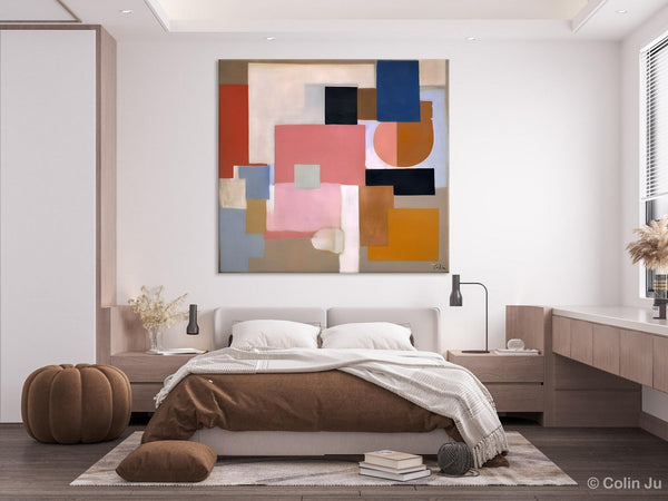 Geometric Abstract Art, Original Abstract Wall Art, Contemporary Acrylic Paintings, Hand Painted Canvas Art, Large Abstract Art for Bedroom-Paintingforhome