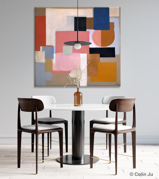 Geometric Abstract Art, Original Abstract Wall Art, Contemporary Acrylic Paintings, Hand Painted Canvas Art, Large Abstract Art for Bedroom-Paintingforhome