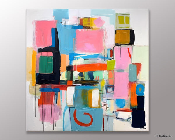 Contemporary Canvas Art, Original Modern Wall Art, Modern Canvas Paintings, Modern Acrylic Artwork, Large Abstract Painting for Dining Room-Paintingforhome