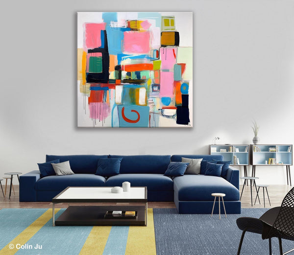 Contemporary Canvas Art, Original Modern Wall Art, Modern Canvas Paintings, Modern Acrylic Artwork, Large Abstract Painting for Dining Room-Paintingforhome