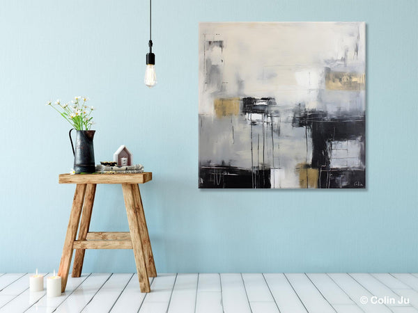 Modern Acrylic Artwork, Contemporary Canvas Artwork, Original Modern Wall Art, Black Canvas Paintings, Large Abstract Painting for Bedroom-Paintingforhome