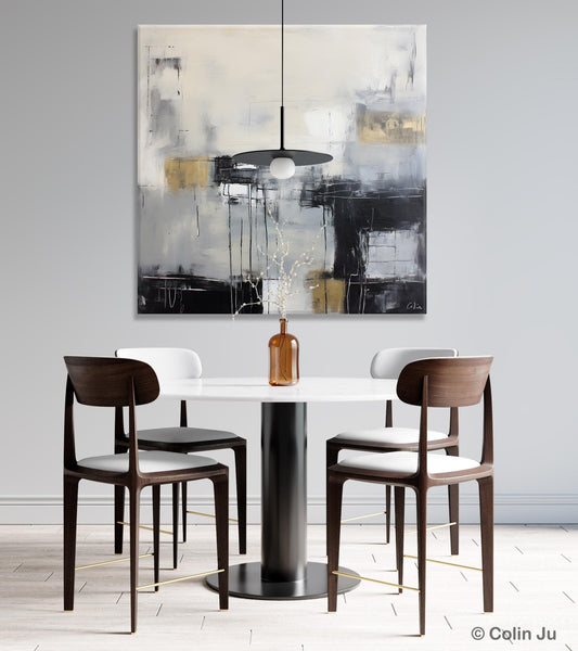 Modern Acrylic Artwork, Contemporary Canvas Artwork, Original Modern Wall Art, Black Canvas Paintings, Large Abstract Painting for Bedroom-Paintingforhome