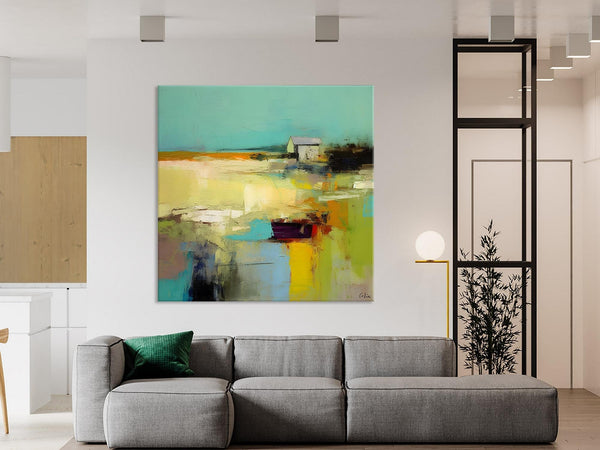 Landscape Canvas Paintings, Original Landscape Paintings, Abstract Wall Art Painting for Living Room, Oversized Acrylic Painting on Canvas-Paintingforhome